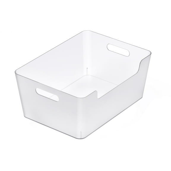 Large Clear Open Storage Bin by Simply Tidy - Plastic Organizer with Built-In Handles for Craft Supplies - Office - & Home Storage - 1 Pack