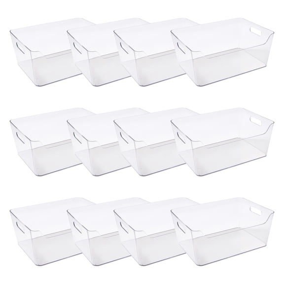 Large Clear Open Storage Bins by Simply Tidy  13" x 9.5" Plastic Organizer Bins with Integrated Handles for Craft - Office & Home Use - 12 Pack