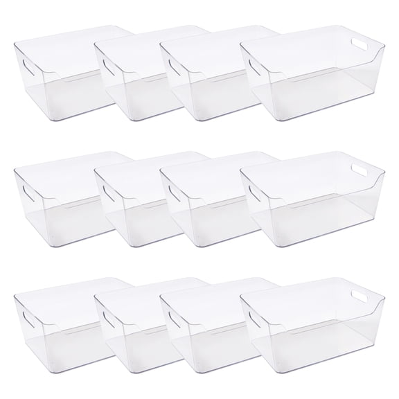 Large Clear Open Storage Bins by Simply Tidy  13" x 9.5" Plastic Organizer Bins with Integrated Handles for Craft - Office & Home Use - 12 Pack