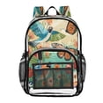 thumbnail image 1 of Large Clear PVC Backpack Heavy Duty See Through Backpack for Adults Work Travel, Bird & Bloom Printed 12L, 1 of 8