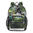 thumbnail image 1 of Large Clear PVC Backpack Heavy Duty See Through Backpack for Adults Work Travel, Black Palm Fronds Printed 12L, 1 of 8