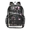 thumbnail image 1 of Large Clear PVC Backpack Heavy Duty See Through Backpack for Adults Work Travel, Black-gngel Printed 12L, 1 of 8