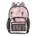 thumbnail image 1 of Large Clear PVC Backpack Heavy Duty See Through Backpack for Adults Work Travel, Boots-pink Printed 12L, 1 of 8