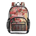 thumbnail image 1 of Large Clear PVC Backpack Heavy Duty See Through Backpack for Adults Work Travel, Crimson Rose Printed 12L, 1 of 8