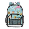 thumbnail image 1 of Large Clear PVC Backpack Heavy Duty See Through Backpack for Adults Work Travel, Cyan Ocean Stickers Printed 12L, 1 of 8