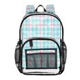 thumbnail image 1 of Large Clear PVC Backpack Heavy Duty See Through Backpack for Adults Work Travel, Cyanpinkcheck Printed 12L, 1 of 8