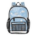 thumbnail image 1 of Large Clear PVC Backpack Heavy Duty See Through Backpack for Adults Work Travel, Lightbluefishprint Printed 12L, 1 of 8