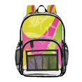 thumbnail image 1 of Large Clear PVC Backpack Heavy Duty See Through Backpack for Adults Work Travel, Lime-pink Shapes Printed 12L, 1 of 8