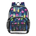 thumbnail image 1 of Large Clear PVC Backpack Heavy Duty See Through Backpack for Adults Work Travel, Navy Tropical Fruit Printed 12L, 1 of 8