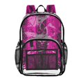 thumbnail image 1 of Large Clear PVC Backpack Heavy Duty See Through Backpack for Adults Work Travel, Pink-damask Lace Printed 12L, 1 of 8
