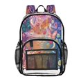 thumbnail image 1 of Large Clear PVC Backpack Heavy Duty See Through Backpack for Adults Work Travel, Purple Floral Butterfly Printed 12L, 1 of 8