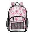 thumbnail image 1 of Large Clear PVC Backpack Heavy Duty See Through Backpack for Adults Work Travel, Striped Pink-bows Printed 12L, 1 of 8