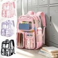 thumbnail image 1 of Large Clear PVC Backpack Unisex Heavy Duty Transparent Bookbag with Adjustable Shoulder Straps for School Student Travel Outdoor Stadium Approved, 1 of 7