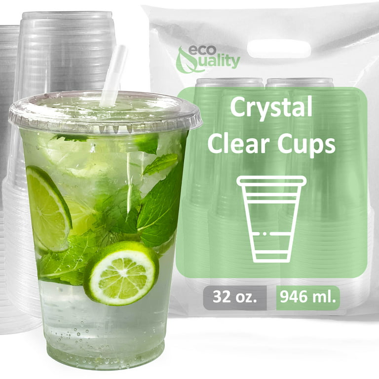 32 oz Clear Plastic Cups with Lids and STRAWS, Disposable Drinking Cups for  Cold Drinks, Iced Coffee…See more 32 oz Clear Plastic Cups with Lids and