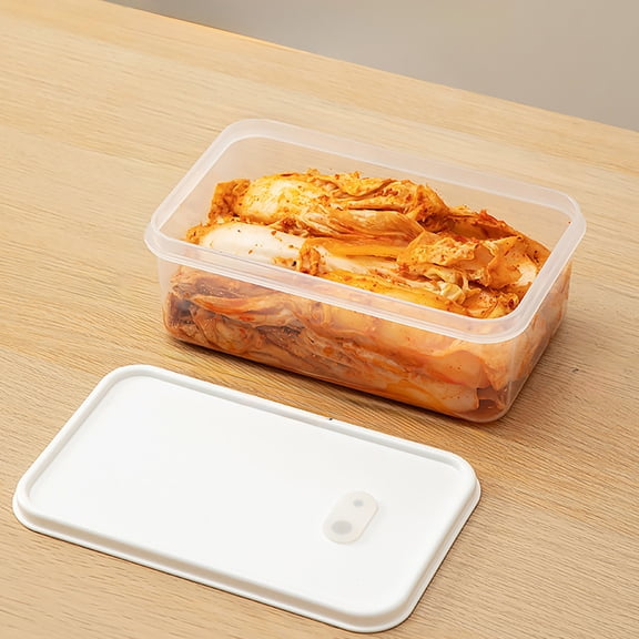 Large Clear Plastic Kimchi Box with Lid - 1650ml Airtight Food Storage Container for Fridge, Odorless Fresh-Keeping Vegetable Box - 8.66x5.30x3.14in