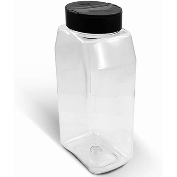 Pride Of India | Clear Plastic Spice Jars W/Sifter Caps Pride Of India | 32 Fluid Ounces (Food Grade - BPA Free) (Medium Round Spice Jar And Cap)