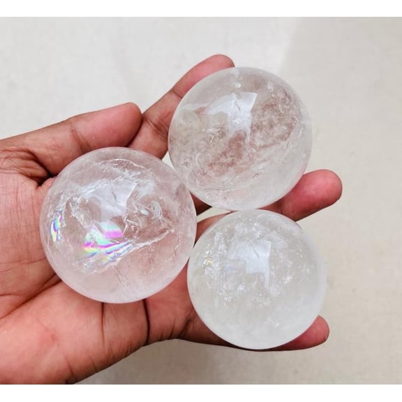 Large Clear Quartz Sphere - Gem Ball - Crystal Sphere - Carved Crystal Ball - Meditation Balls - Feng Shui Supplies - Wealth Stones and Crystals - Home Office Desk Decor Gemstone Sphere