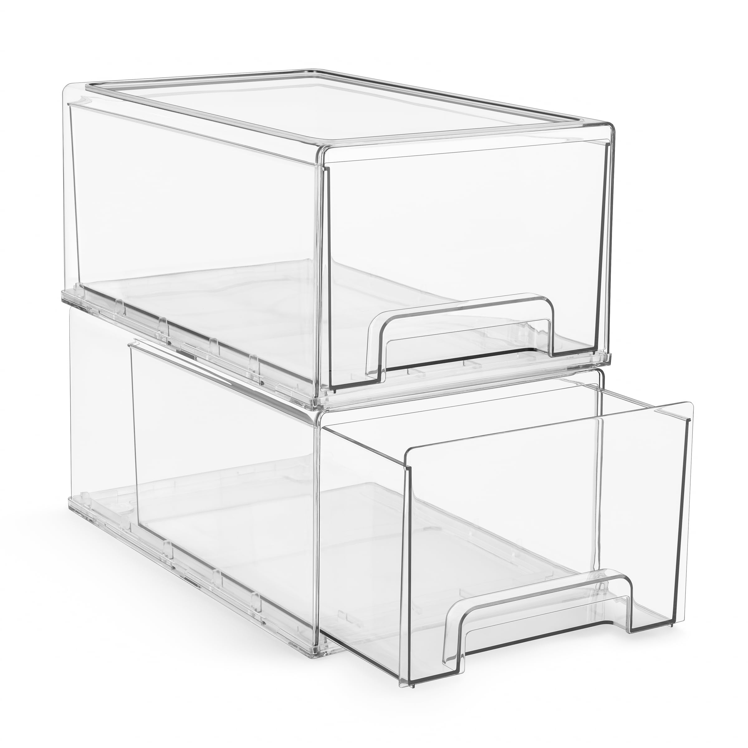 Large Clear Stackable Storage Drawers – 2-Pack Plastic Drawers for ...