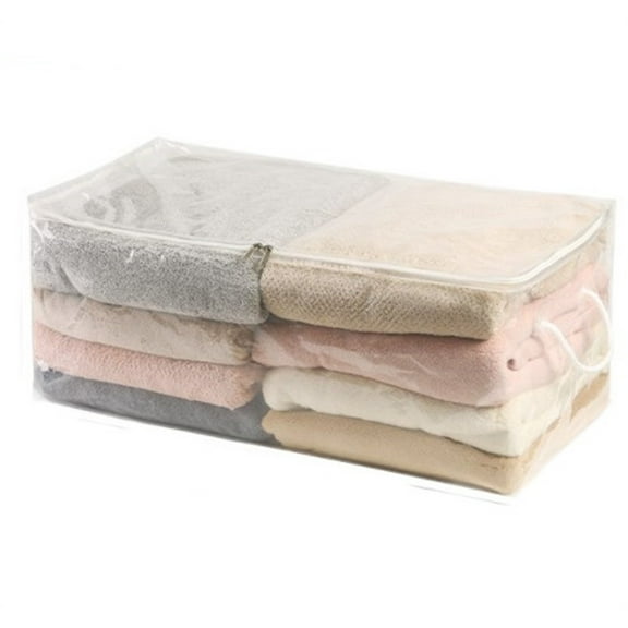 Large Clear Storage Bag 1 Pc,Storage Bags with Zipper Handles,Oversized Storage Bag for Bedding,Folding Plastic Bedding Storage Bag,Clear Bag for Clothes,Blanket,Toys (L)