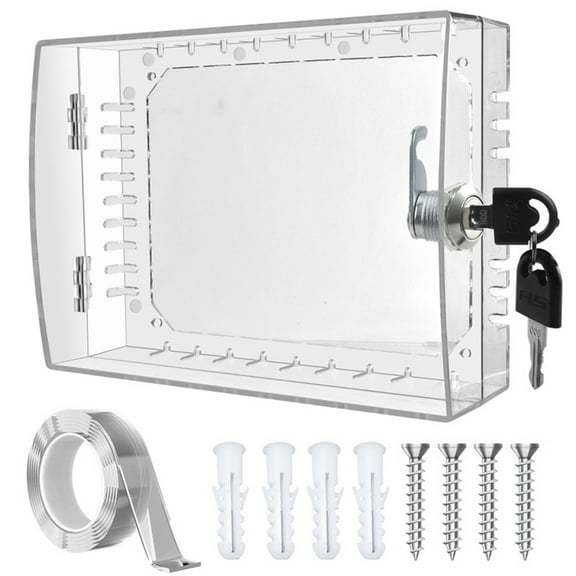 Large Clear Thermostat Covers Box with Secure Set Wall Mounted Lockable Thermostats Guard for Home and Office Use