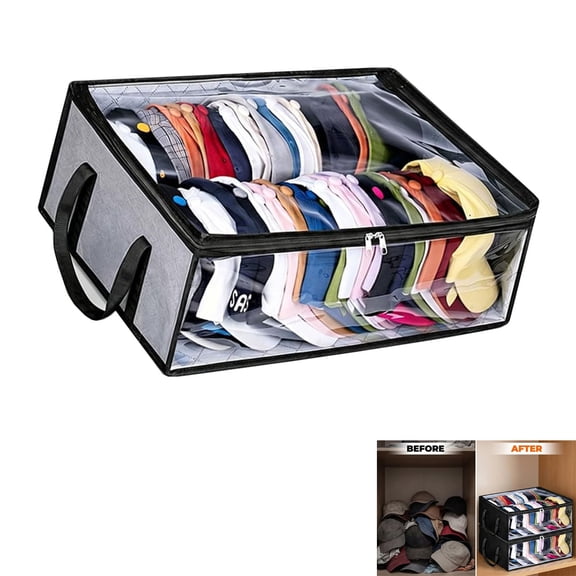 Large Clear Thick Plastic Storage Box with Hinged Lid, Heavy Duty Transparent Storage Bags, Foldable All Purpose Organizer for Clothes, Moving, Home – Extra Large Capacity, Stackable