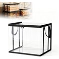 thumbnail image 1 of Large Clear Thick Plastic Storage Box with Hinged Lid, Thick Plastic Book Storage Bin, Stackable Collapsible Organizer Container for Books, Files, Magazines, Bedroom (Black *1), 1 of 8