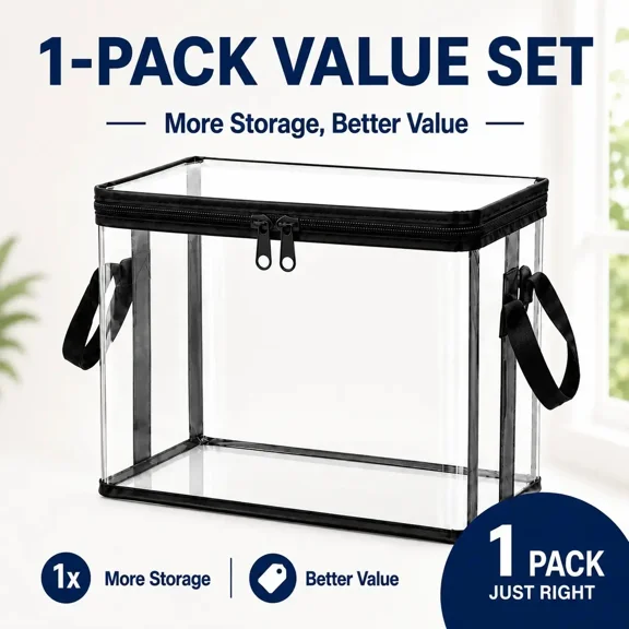 Large Clear Thick Plastic Storage Box with Hinged Lid, Heavy-Duty Durable High-Capacity Organizer for Home, Moving, Attic
