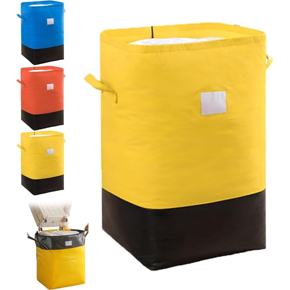 Large Clear Thick Plastic Storage Box with Hinged Lid, Large Capacity Durable Moving Storage for Home Organization,Camping ,Gear Travel  (Yellow,M)