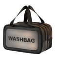 thumbnail image 1 of Large Clear Toiletry Bag 10.24x5.91x5.91 Inch 2 in 1 Cosmetic Organizer Pouch, Waterproof and Draining Wash Bag for Toiletries, Thickened Matte Translucent Makeup Bag with Handy Handle, Black, 1 of 4