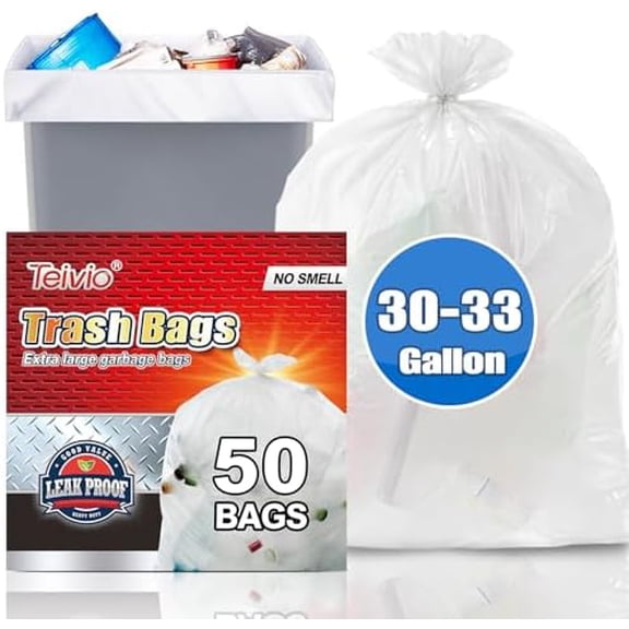 Large Clear Trash Bags 30-33 Gallon 50 Counts Multipurpose Trash Bags,30,32,33 Gal,Garbage Bags,For Industrial, Commercial, Construction, Outdoor, Lawn, Leaf, Can liners
