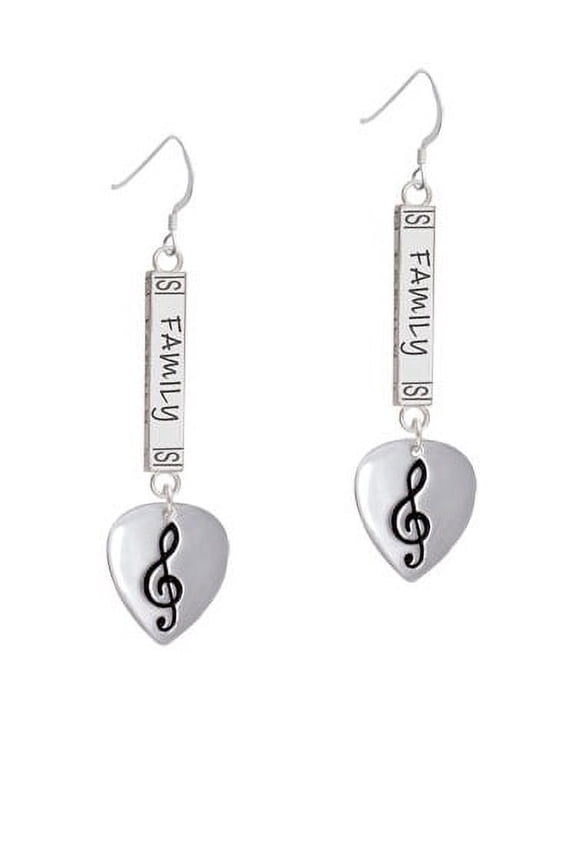 Large Clef on Guitar Pick - Family Bar French Earring