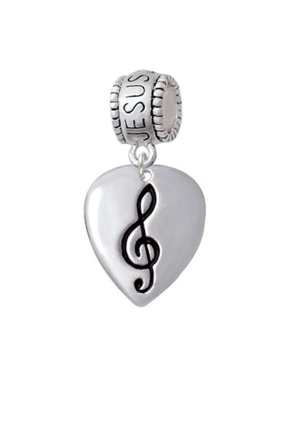 Large Clef on Guitar Pick - Jesus Loves Me Charm Bead