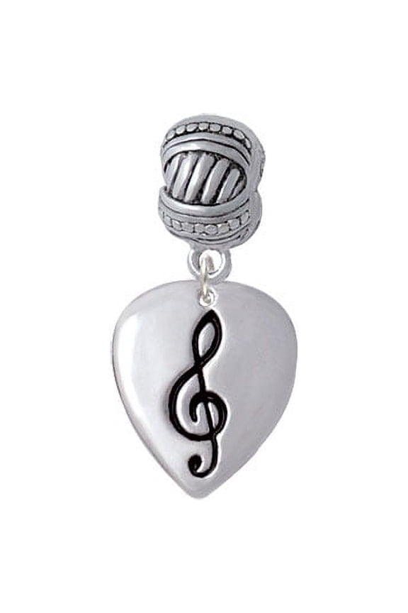 Large Clef on Guitar Pick - Large Rope with Cross Beads Charm Bead