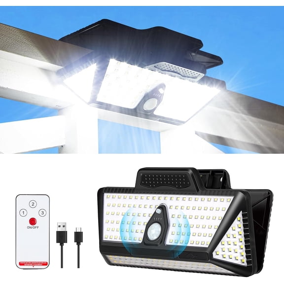 Large Clip on Solar Lights Outdoor, 208 LEDs 1000Lum Bright Solar Security Light with Motion Sensor, 3 Ways -Mount, Portable Solar Outdoor Lights for Fence Gutter Garage Yard
