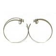 thumbnail image 1 of Large Clip on Earrings Simple Thin Hoop Earrings Silver Plated 3 inch Hoops, 1 of 2