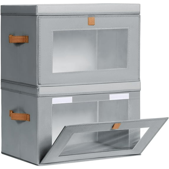 Large Closet Storage Organizer - Collapsible Storage Bins with Handles & Window, Decorative Storage Boxes with Lids, Fabric Storage Containers for Living Room, Dorm