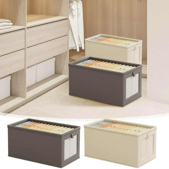 Large Cloth Storage Box with Visible Window, Reinforced Handles, Pull-Out Design for Clothing Organization, Foldable Stackable Home Storage Solution, 36x25x20cm, Sturdy Fabric Material