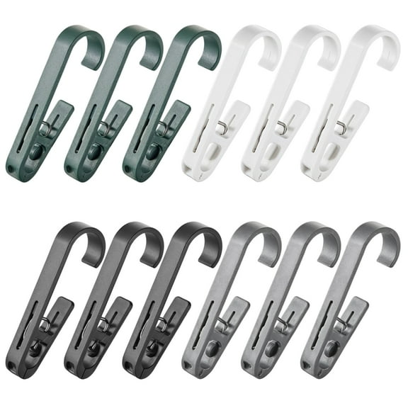 Large Clothes Pins Towel Clips 12 Pcs, Large Shower Curtain Hooks, Plastic Hanging Clips for Bathroom Shower Curtain Laundry