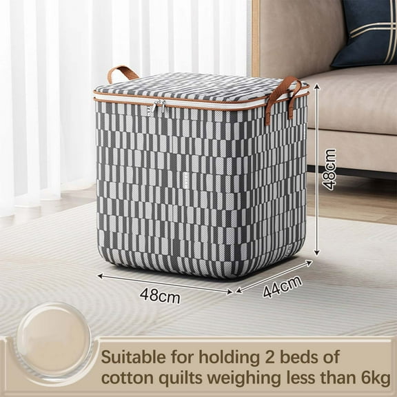 Large Clothes Storage Bag, Foldable Wardrobe Organizer with Double Zipper & Handles, Portable Box for Winter Coats, Blankets, Dorm Moving, Camping, 12 kg Capacity