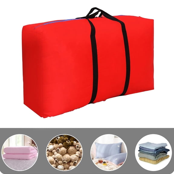 Large Clothing Storage Bag | 100L Foldable Garment Organizer with Zipper for Blankets, Pillows & Seasonal Decor | Heavy-Duty 600D Canvas | Home & Closet Storage Solution