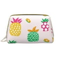 thumbnail image 1 of Large Clutch Leather Makeup Bag, Pink Watercolor Pineapple Doodle Travel Toiletries Bag, Ladies Cosmetic Storage Bag, 1 of 8
