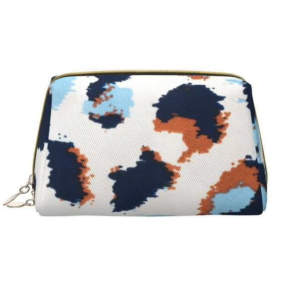 YFYANG Large Clutch Leather Makeup Bag, Watercolor Abstract Travel Toiletries Bag, Ladies Cosmetic Storage Bag