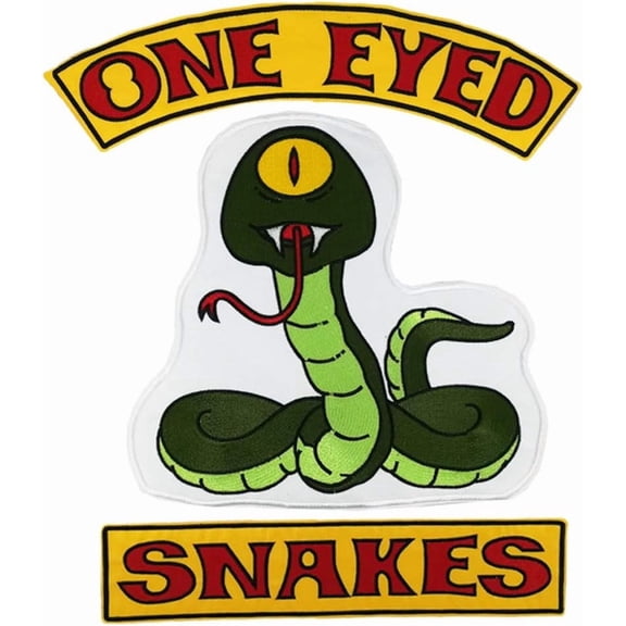 Large Cobra Embroidered Iron on Back Patch Set for Biker Vest Costumes