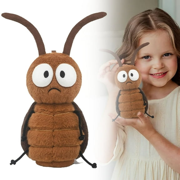 Large Cockroach Plush Stuffed Animal - Soft Squishy Bug Toy, Quirky Gift for Kids & Adults, Bug Enthusiasts (Pairs with Beetle/Firefly Plush)