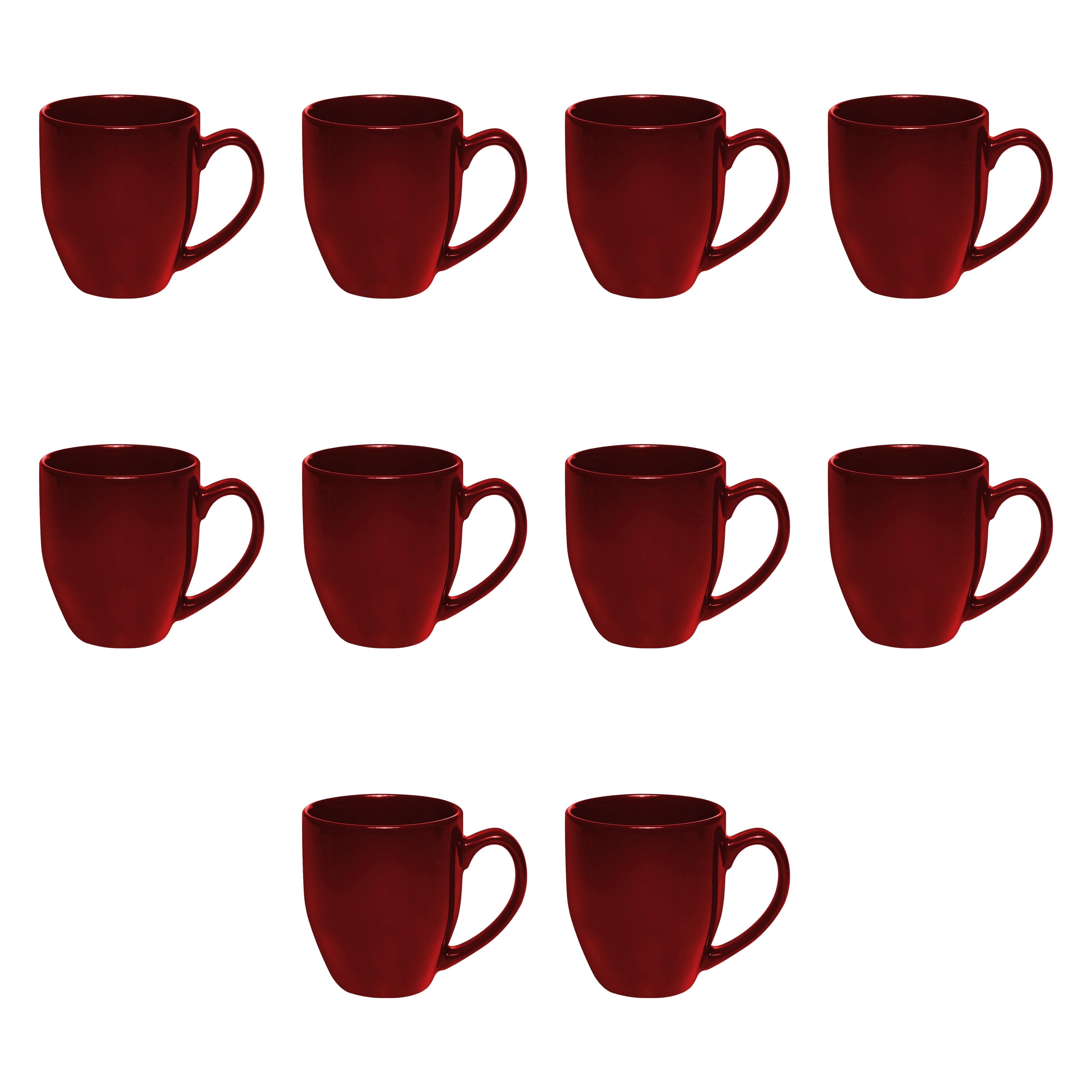 Large Coffee Cups 16 oz. Set of 10, Bulk Pack - Perfect for Tea, Espresso, Cappuccino, Hot Cocoa - Maroon