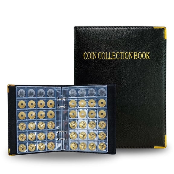 Large Coin Album Ecohintz Large Capacity Coin Album - Loosepage Grid Design for Commemorative Coin Collection, Acid-Free Protective Sleeves, Durable Binder for Numismatists & Hobbyists, Black