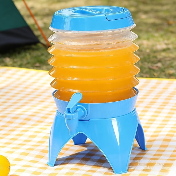 Large Collapsible 3.5L/123oz Plastic Drink Jug with Handle - Portable Foldable Beverage Container for Chilled Drinks, Milk Tea, Picnics, Outdoor Meals & Parties