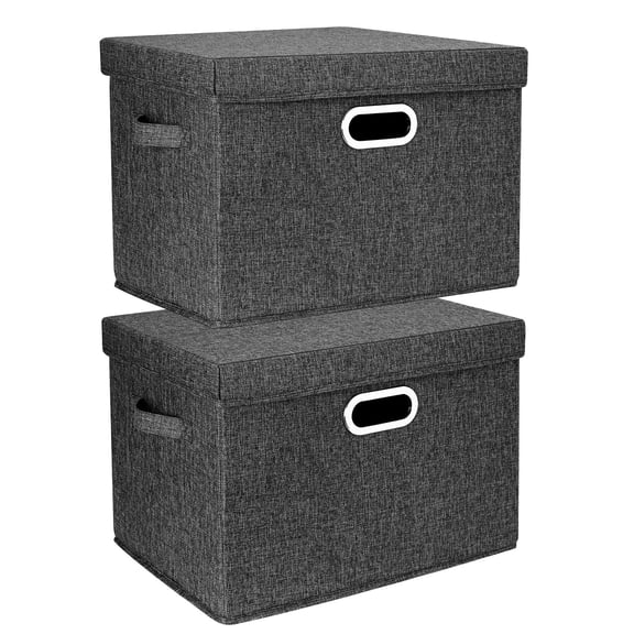 Large Collapsible Fabric Storage Boxes with Lids, Foldable Stackable Storage Bins, Multipurpose Organizer