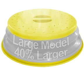 Large Collapsible Microwave Cover with 75 Steam Vents - 12" Yellow Splatter Guard for Plates and Bowls Dishwasher Safe