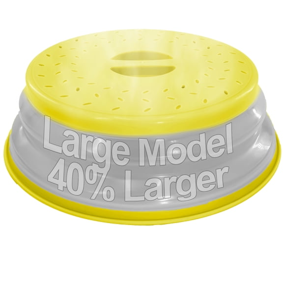 Large Collapsible Microwave Cover with 75 Steam Vents - 12" Yellow Splatter Guard for Plates and Bowls Dishwasher Safe